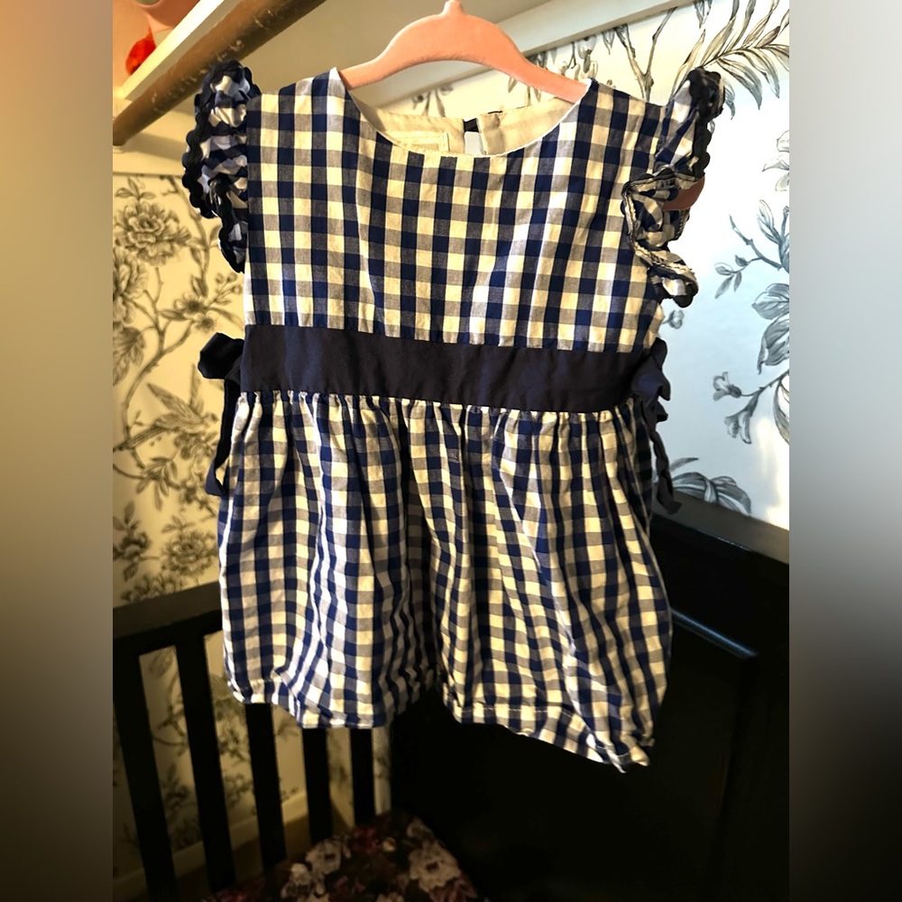 Lil Cactus blue gingham dress with bow detail